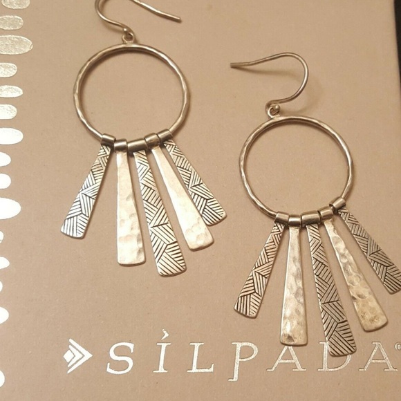 Silpada Vintage Sterling Silver “Nod To Mod" Textured Fringe Dangle Earrings - Picture 4 of 10